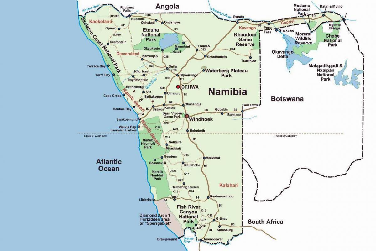 골 나미비아 해안 지도