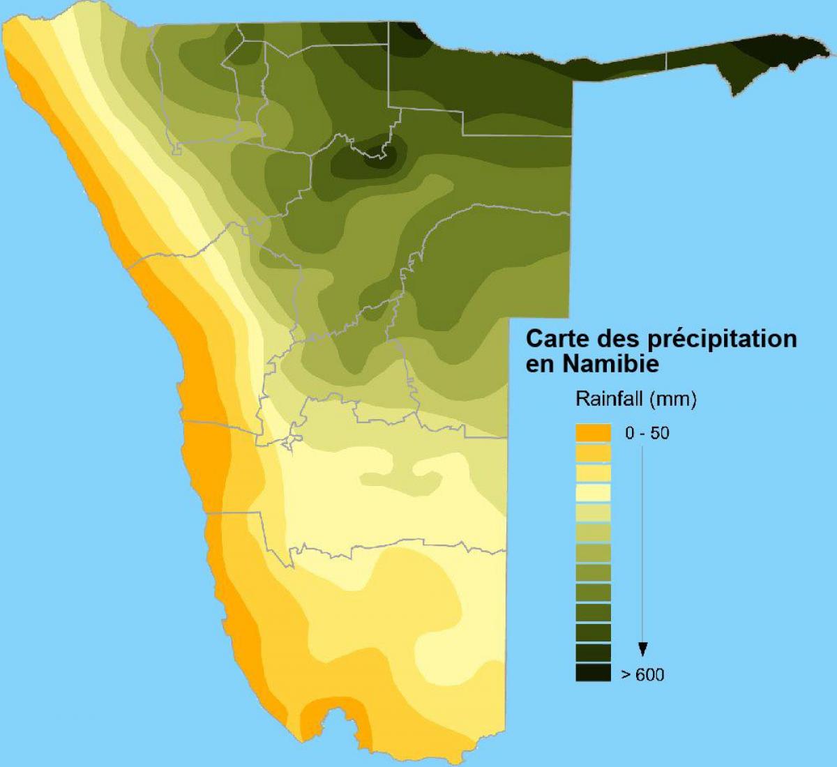 지도의 나미비아 강수량