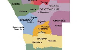 나미비아의 지도와 지역